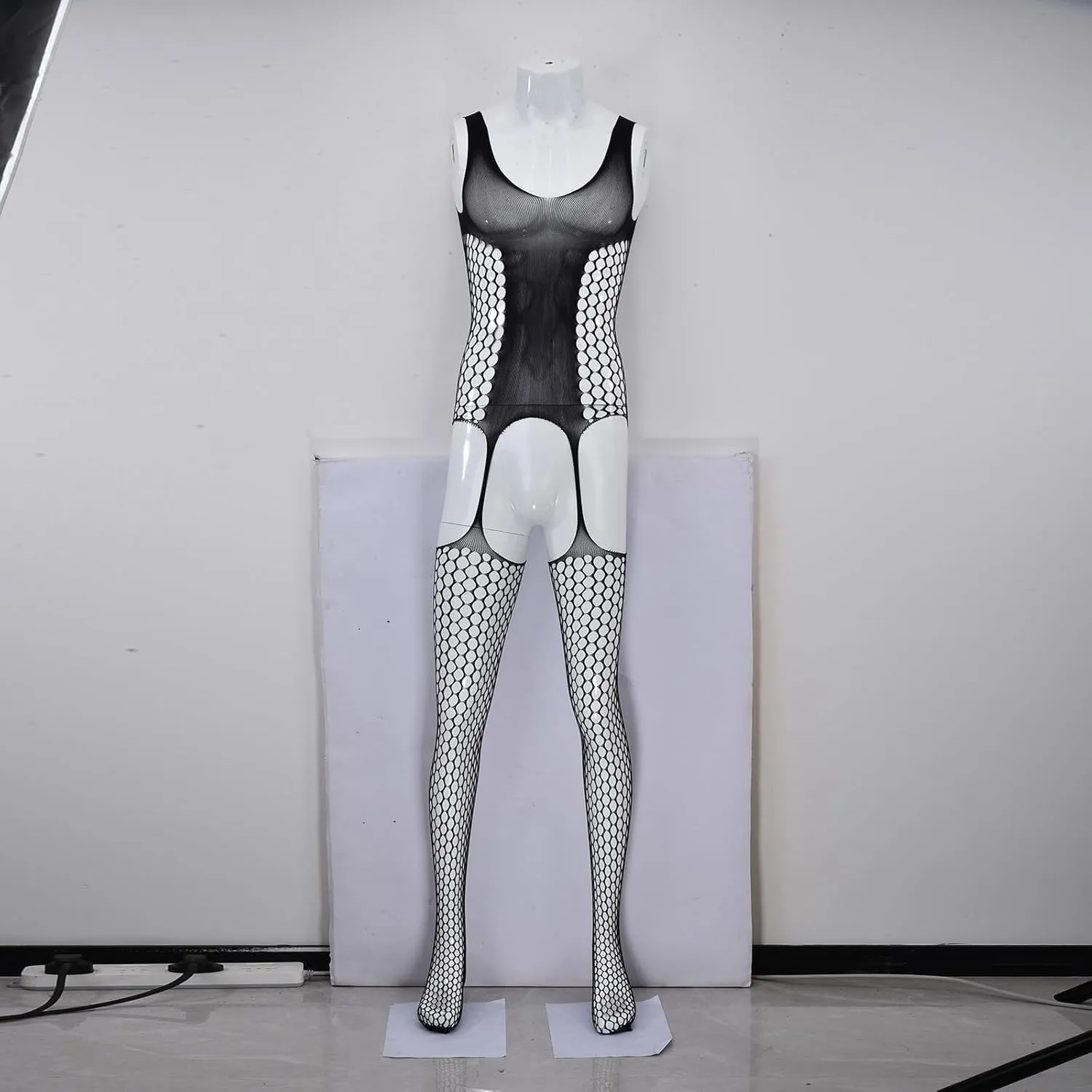 Men's Sexy Open Files Fishnet Pantyhose Tights Bodysuits Stockings Mens Valentines Day Underwear Sexy