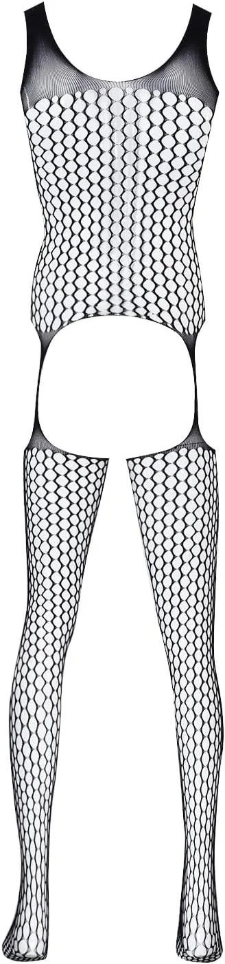 Men's Sexy Open Files Fishnet Pantyhose Tights Bodysuits Stockings Mens Valentines Day Underwear Sexy