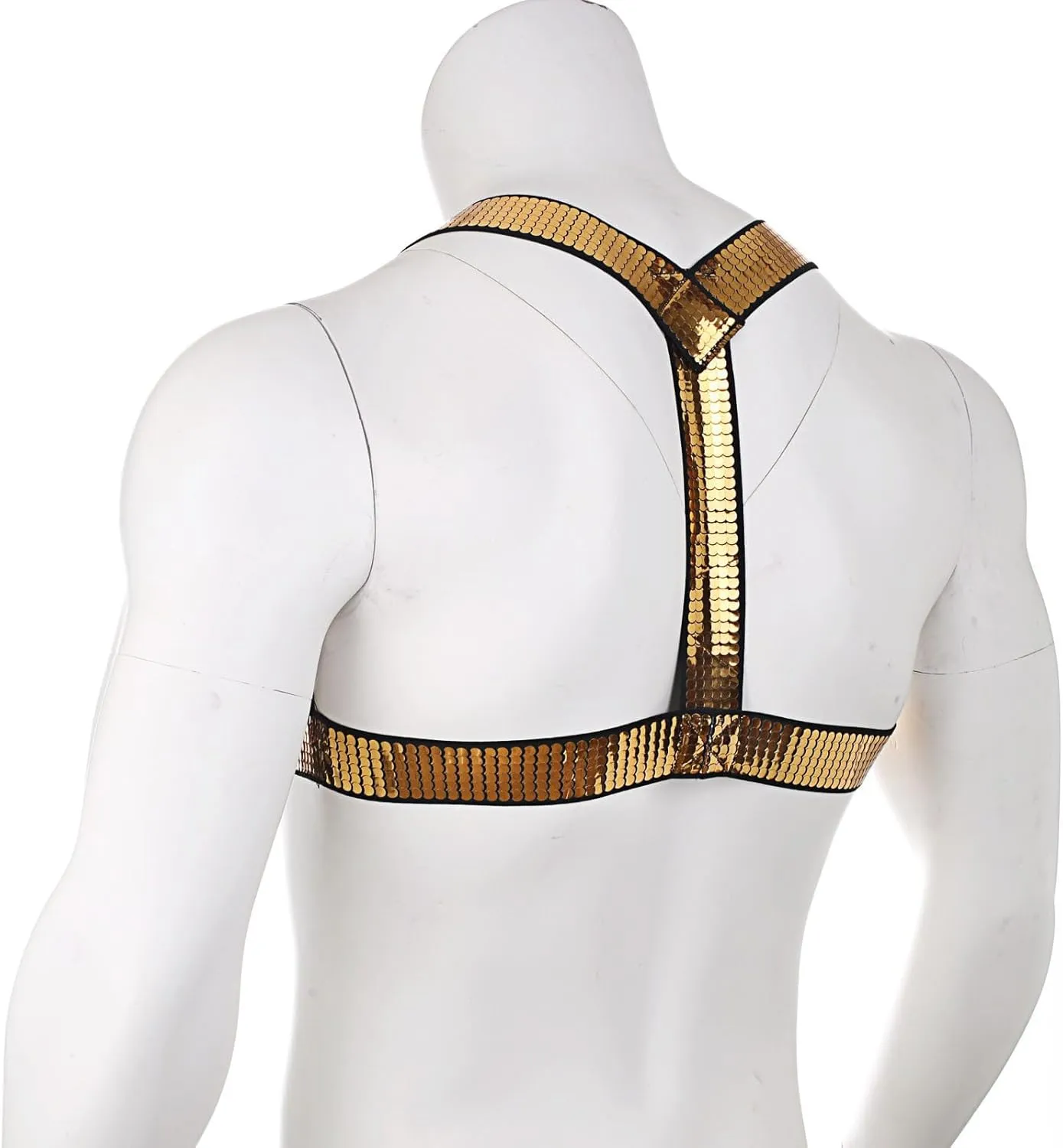Mens Sexy Sequin Shoulder Corset Nightclub Bar Sexy Clothing Men G String Thong