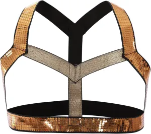 Mens Sexy Sequin Shoulder Corset Nightclub Bar Sexy Clothing Men G String Thong