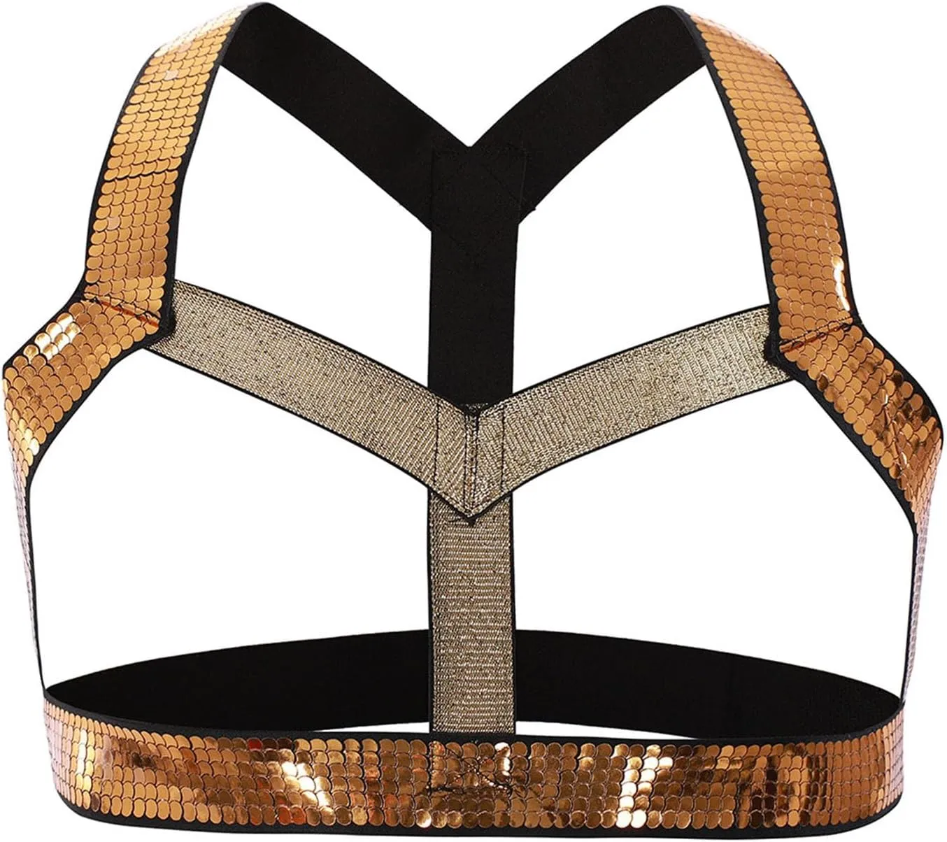 Mens Sexy Sequin Shoulder Corset Nightclub Bar Sexy Clothing Men G String Thong