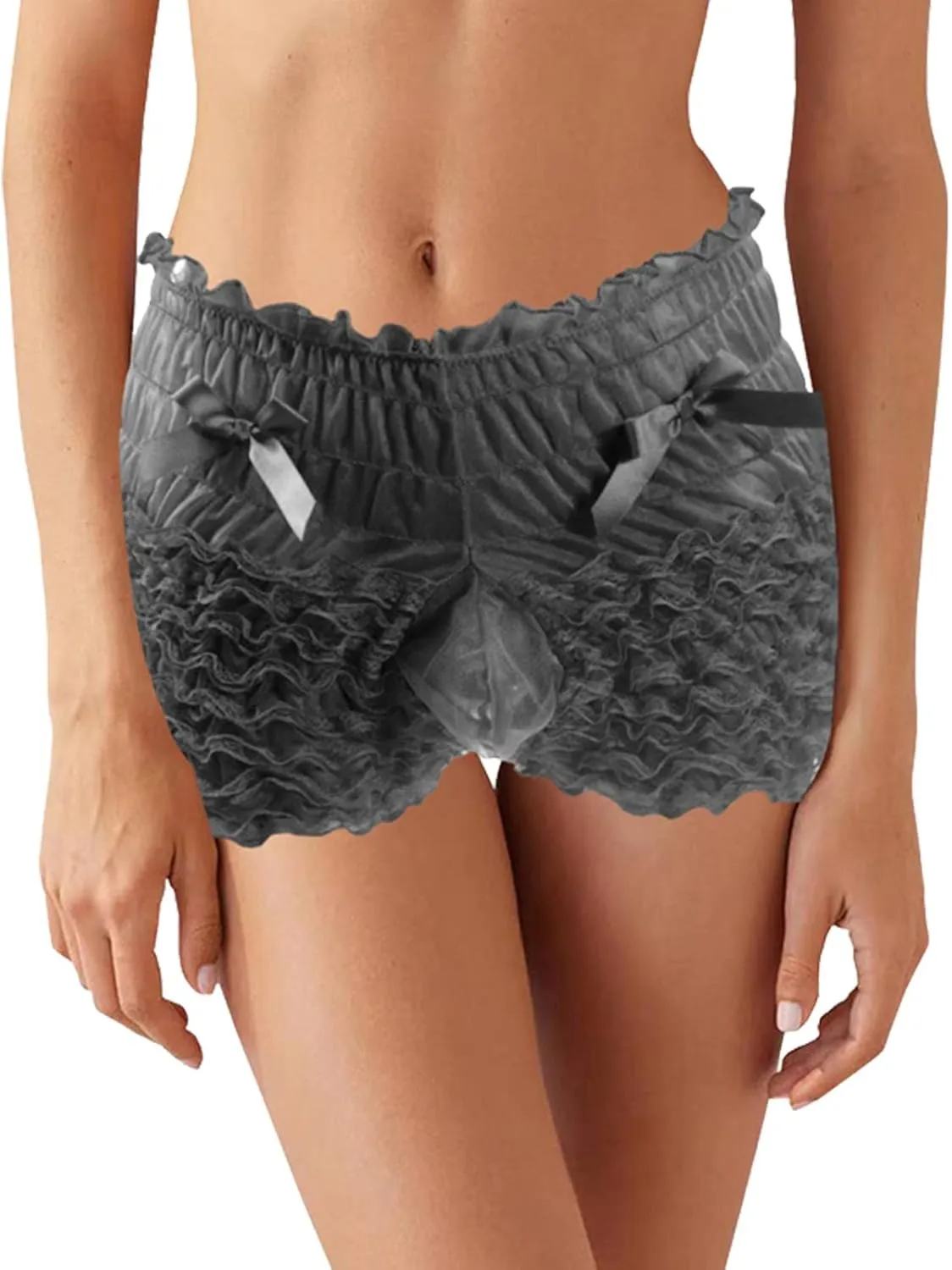 Mens Sexy Underwear Ice Lace Contrast Thong T Pants Silk Panties Men