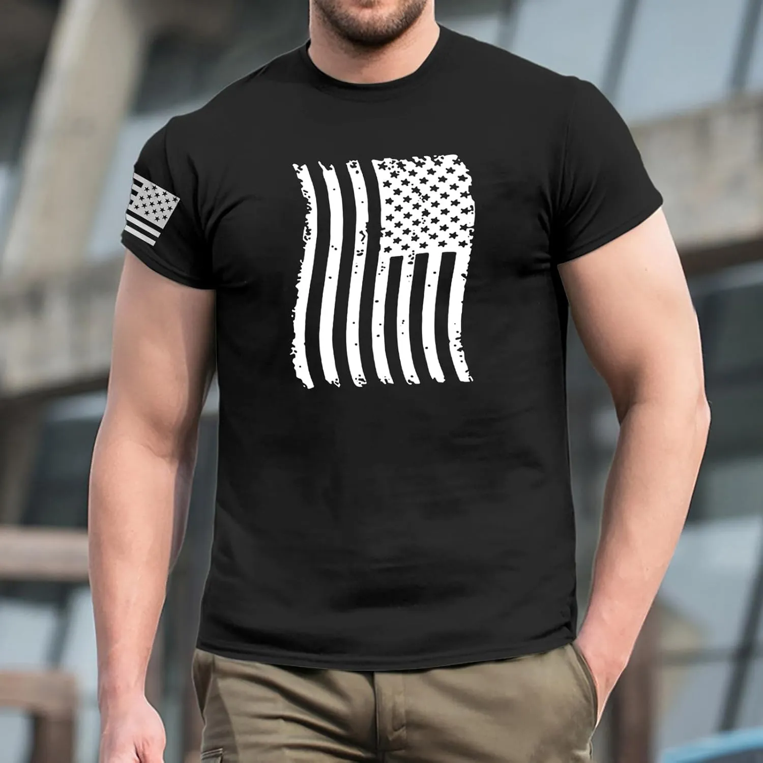 Men's Shirt Sleeve 1776 USA Flag Graphic Dry Fit Cotton Comfortable T-Shirts Patriotic Shirts