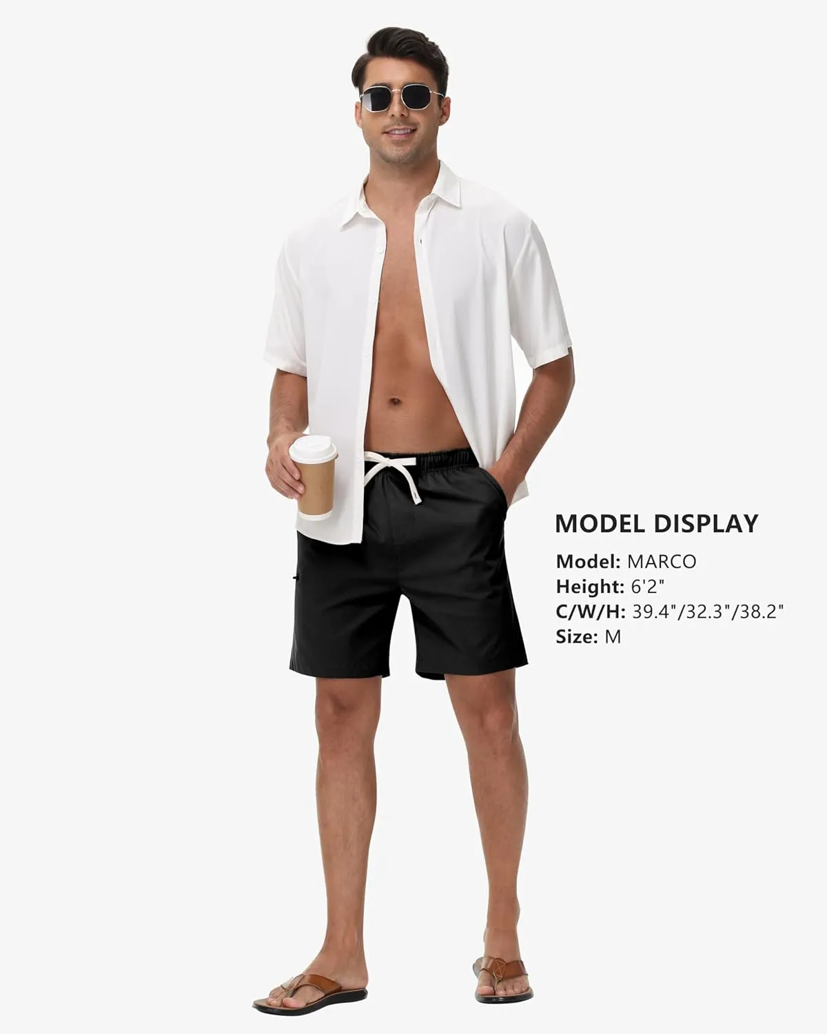 Mens Short Shorts Elastic Waist Drawstring Summer Casual Shorts 7 inch