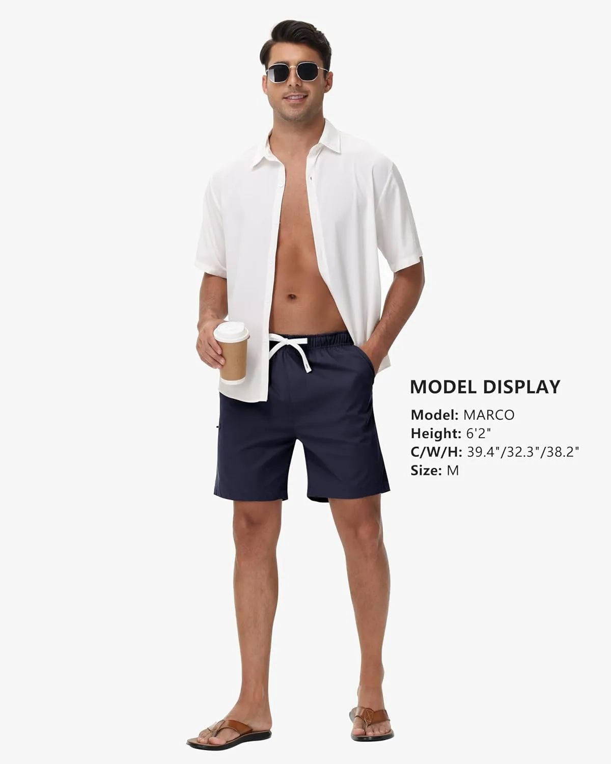 Mens Short Shorts Elastic Waist Drawstring Summer Casual Shorts 7 inch