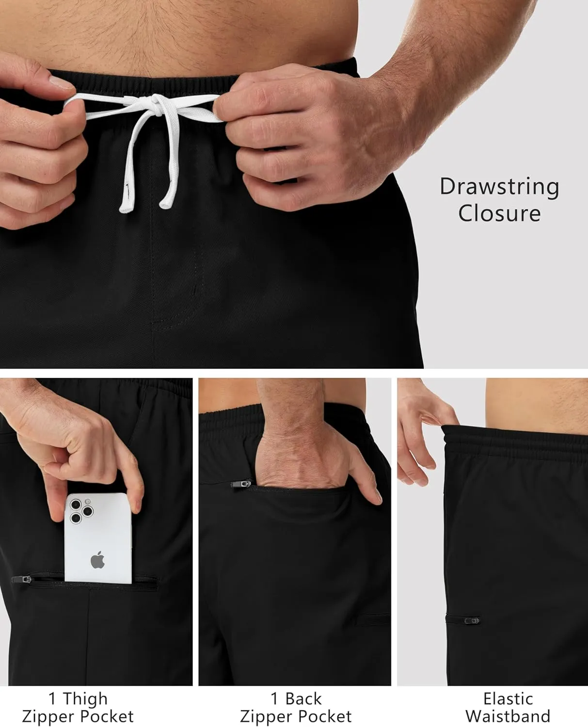 Mens Short Shorts Elastic Waist Drawstring Summer Casual Shorts 7 inch