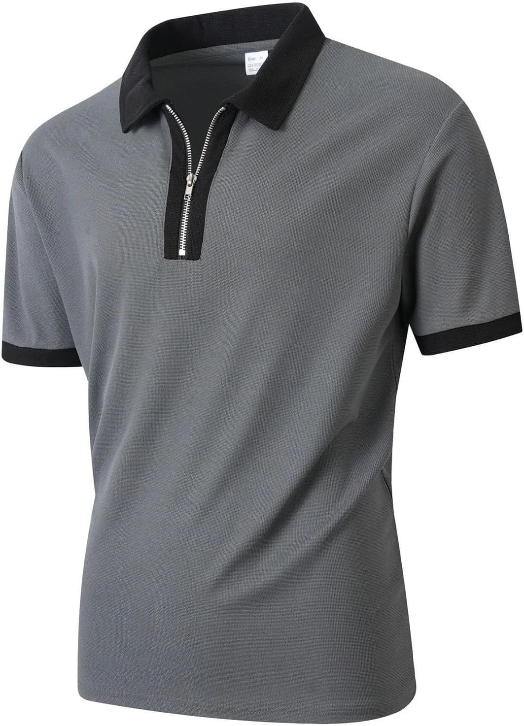 Mens Short Sleeve Quarter Zip Shirts Casual Colorblock Golf Shirt Slim Fit Waffle Moisture Wicking Collared T-Shirt 2025