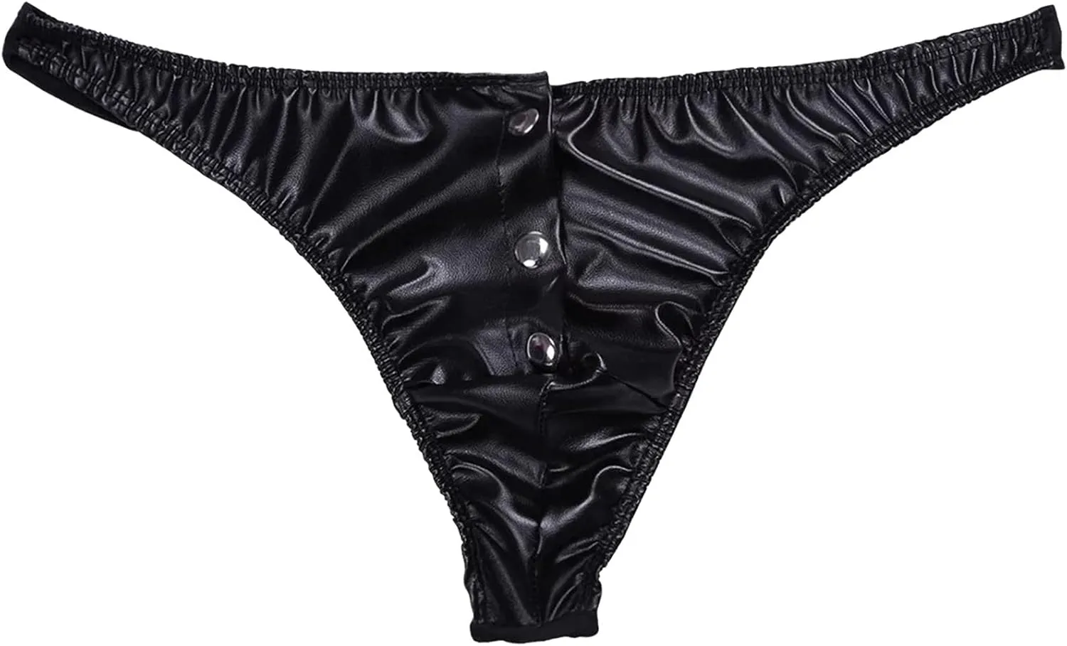 Mens Solid Color Shorts Sexy Soft Leather Taste Underwear Leather Men