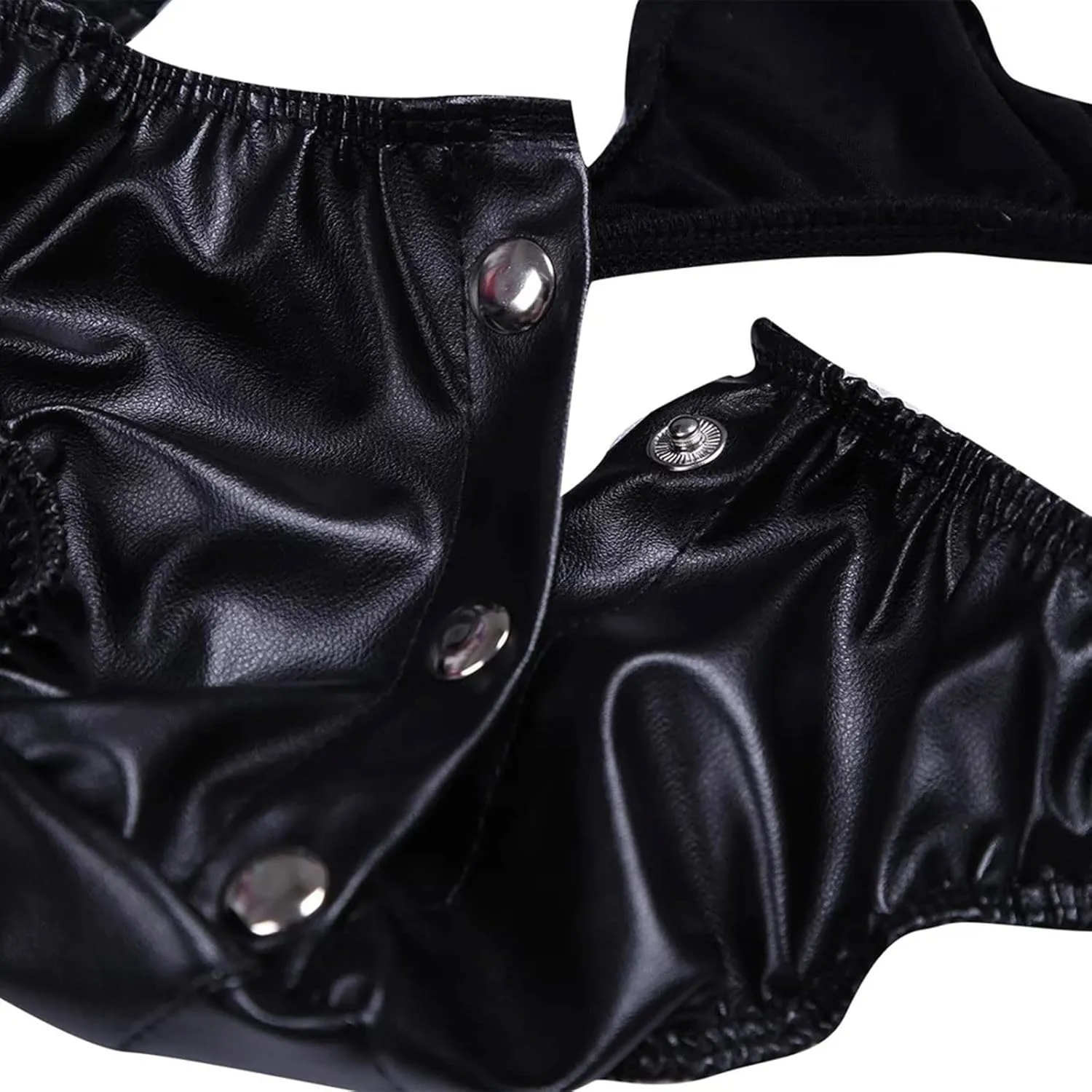 Mens Solid Color Shorts Sexy Soft Leather Taste Underwear Leather Men