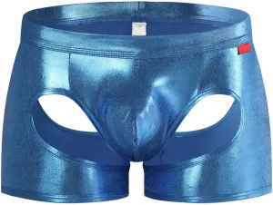 Mens T Shaped Pants Leather Double Open Cut Underwear Color Matching Mesh Low Waisted Underwears