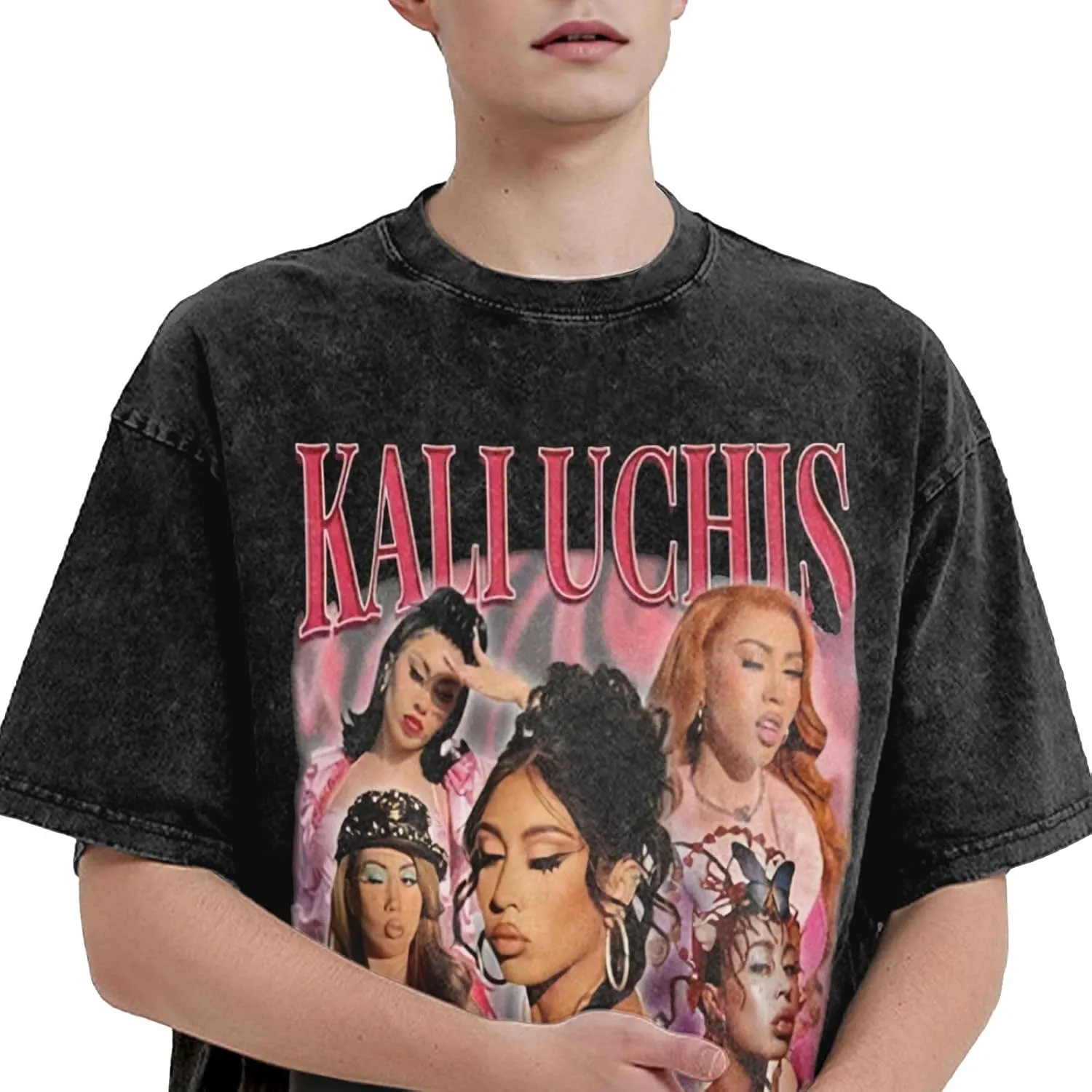 Mens Vintage Oversized Casual Drop Shoulder T-Shirt Loose Tee Top