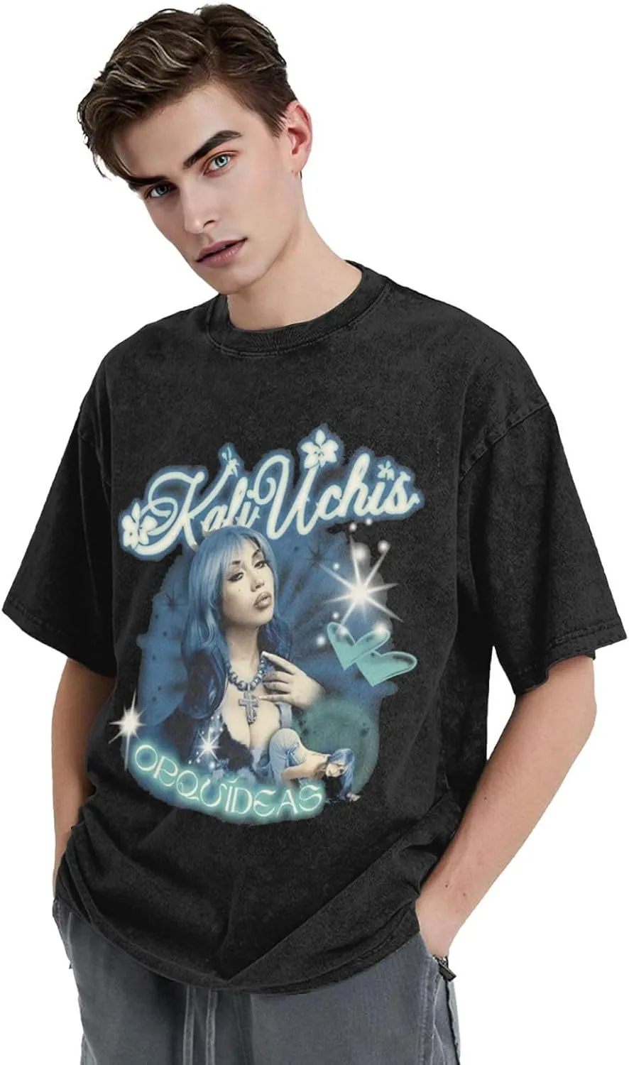 Men's Vintage Oversized Fashion Drop Shoulder T-Shirt Loose Tees Top