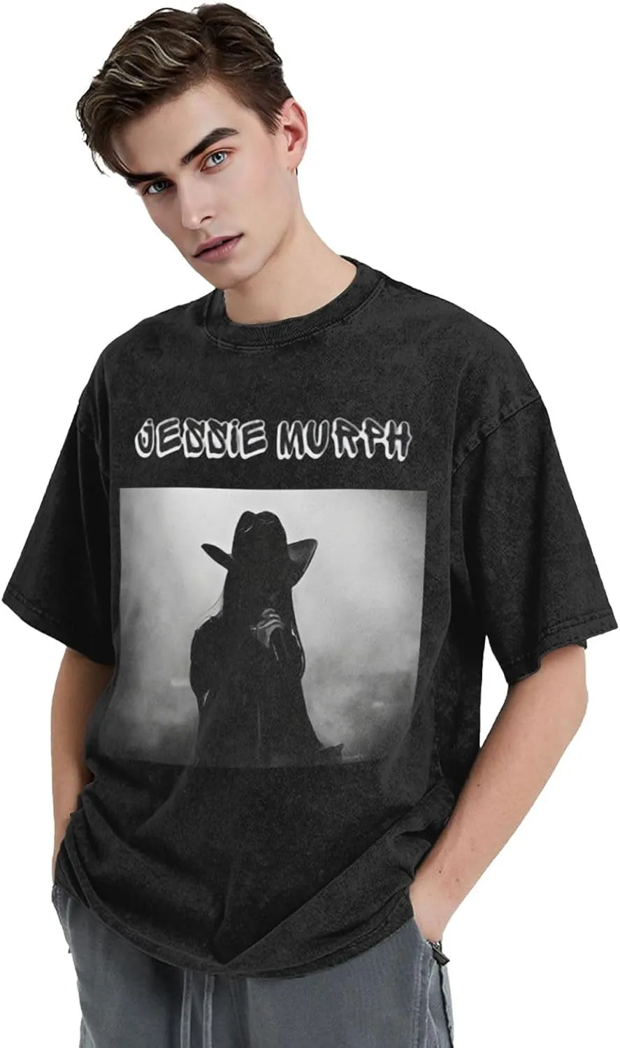 Mens Vintage Oversized Fashion Drop Shoulder T Shirt Loose Tees Tops