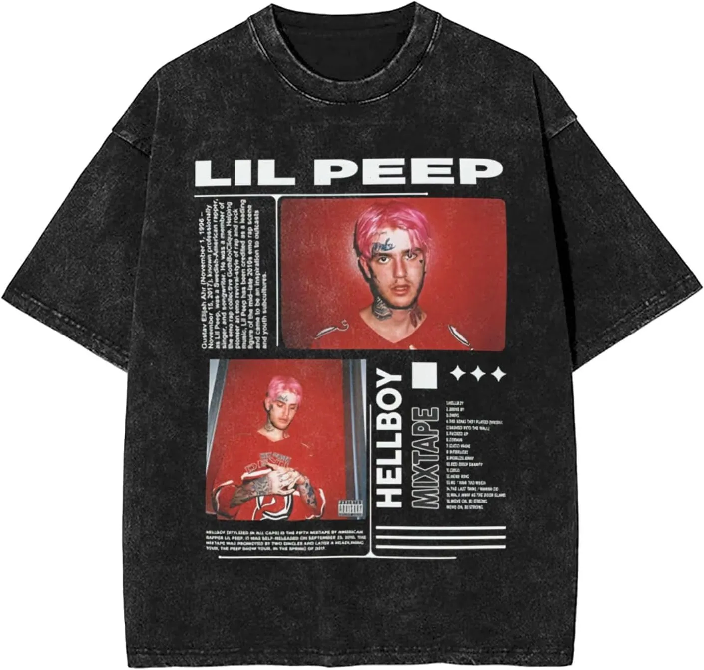 Mens Vintage Oversized Funny Drop Shoulder T-Shirt Loose Tees Tops