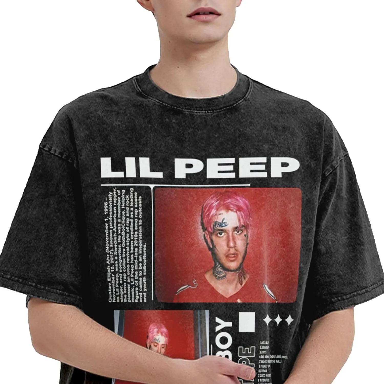Mens Vintage Oversized Funny Drop Shoulder T-Shirt Loose Tees Tops