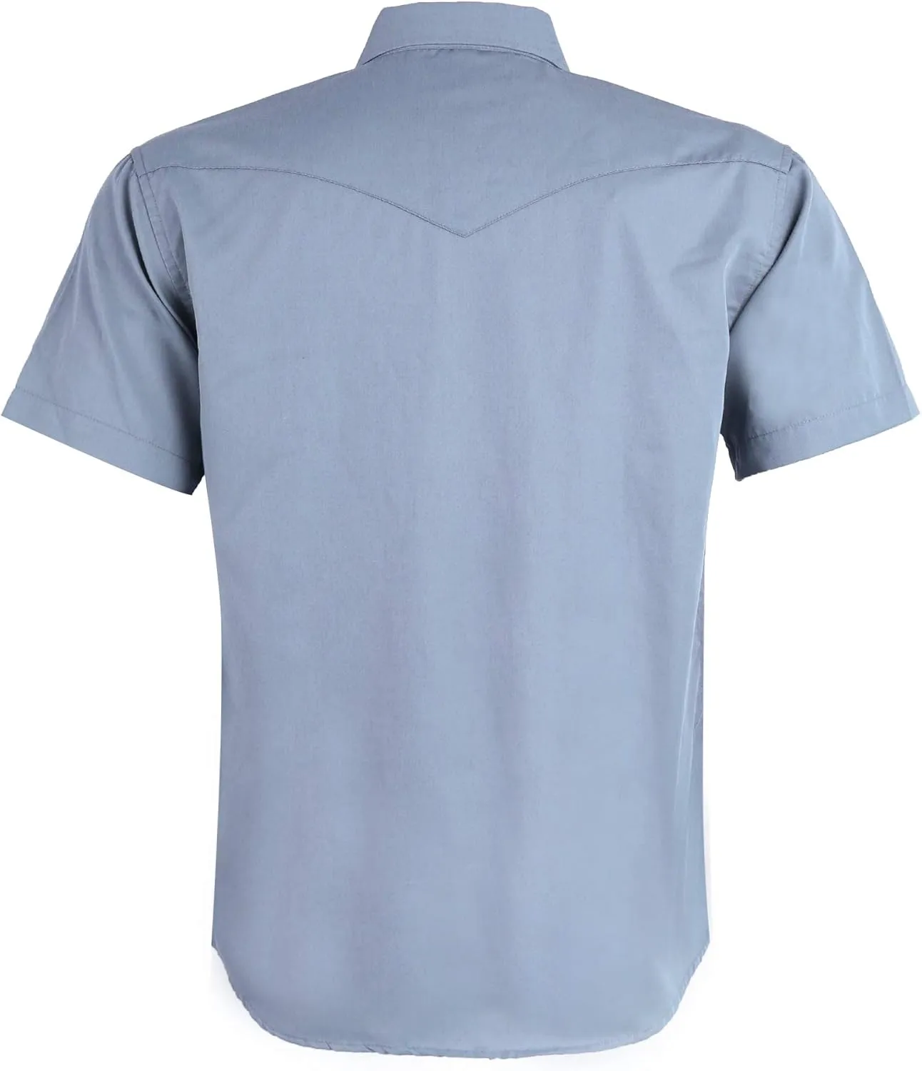 Mens Western Cowboy Pearl Snap Short Sleeve Casual Two Pockets Work Solid Derss Button Up Wrinkle Free Shirts
