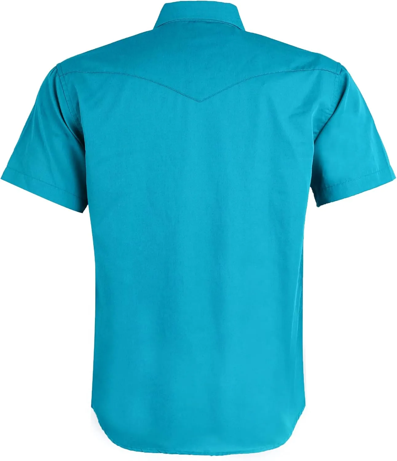 Mens Western Cowboy Pearl Snap Short Sleeve Casual Two Pockets Work Solid Derss Button Up Wrinkle Free Shirts