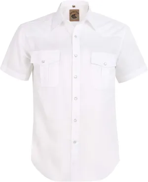 Mens Western Cowboy Pearl Snap Short Sleeve Casual Two Pockets Work Solid Derss Button Up Wrinkle Free Shirts