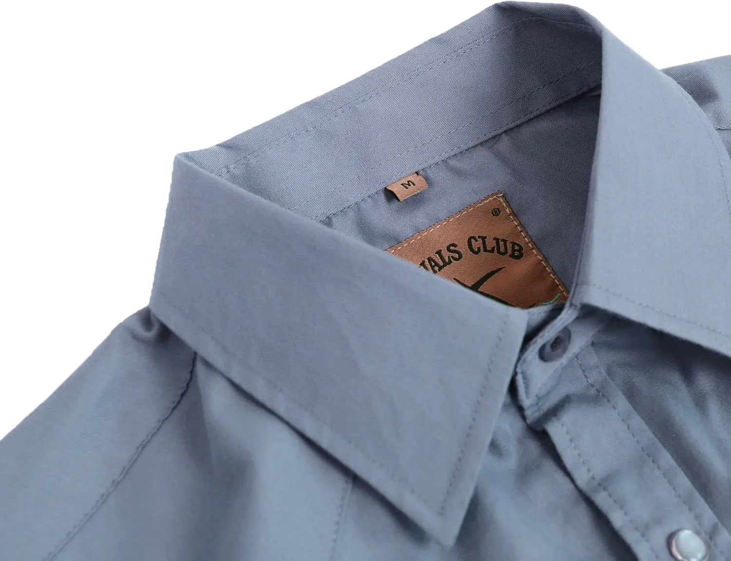 Mens Western Cowboy Pearl Snap Short Sleeve Casual Two Pockets Work Solid Derss Button Up Wrinkle Free Shirts