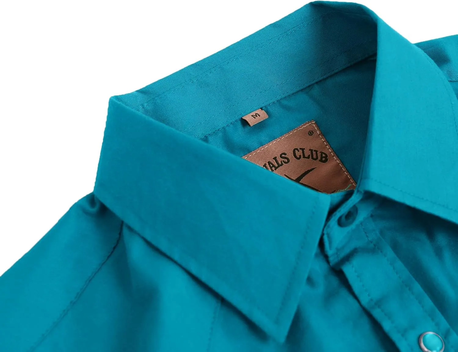 Mens Western Cowboy Pearl Snap Short Sleeve Casual Two Pockets Work Solid Derss Button Up Wrinkle Free Shirts