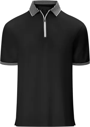 Men's Zipper Polo Shirt Short Sleeve Moisture Wicking Casual Golf Polo Shirt Quarter Zip Tops