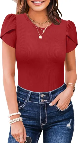 MIHOLL Women's Short Sleeve T Shirt Crew Neck 2025 Summer Casual Tee Blouses Tops