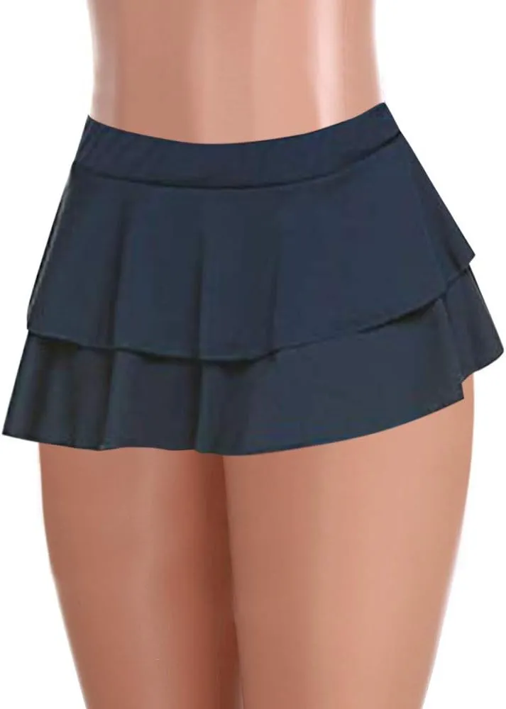 Mini Tennis Skirts for Women Low-Waisted Sexy Double Layered Ruffle Sports Fitness Running Short Skirts