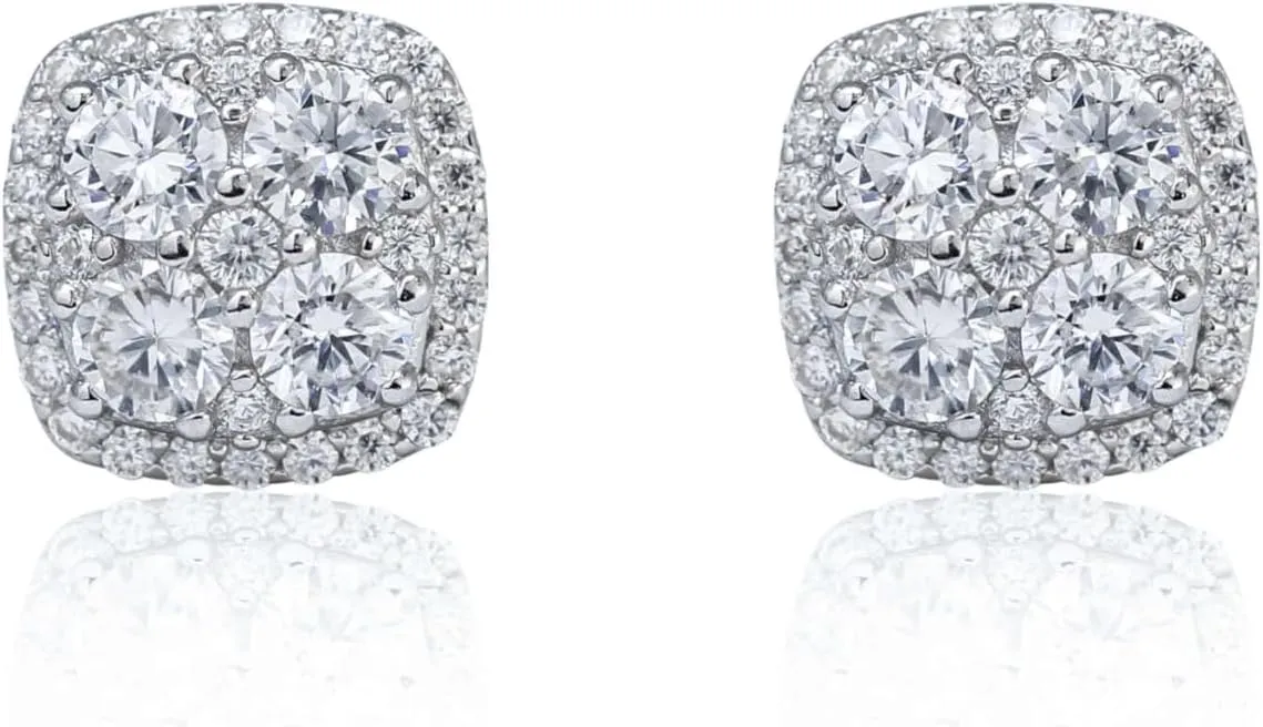 Moissanite Stud Earrings for Men & Women  925 Sterling Silver, Screw Back, Hypoallergenic, Passes Diamond Tester, Luxury Gift