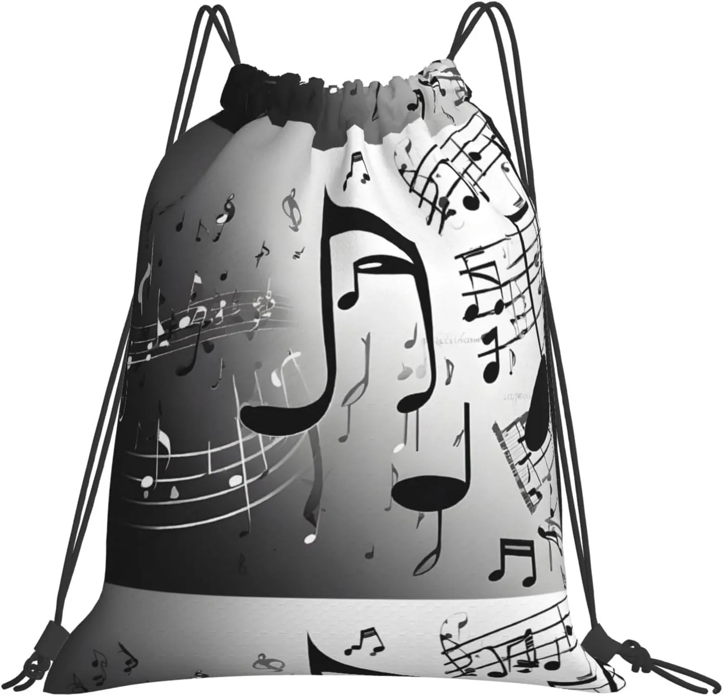 (Music Notes Printed) Drawstring Backpack Drawstring Gym Bag Foldable Water Drawstring Bags Draw String Back Bag For Shopping Sport Yoga Travel, Swimming, Beach