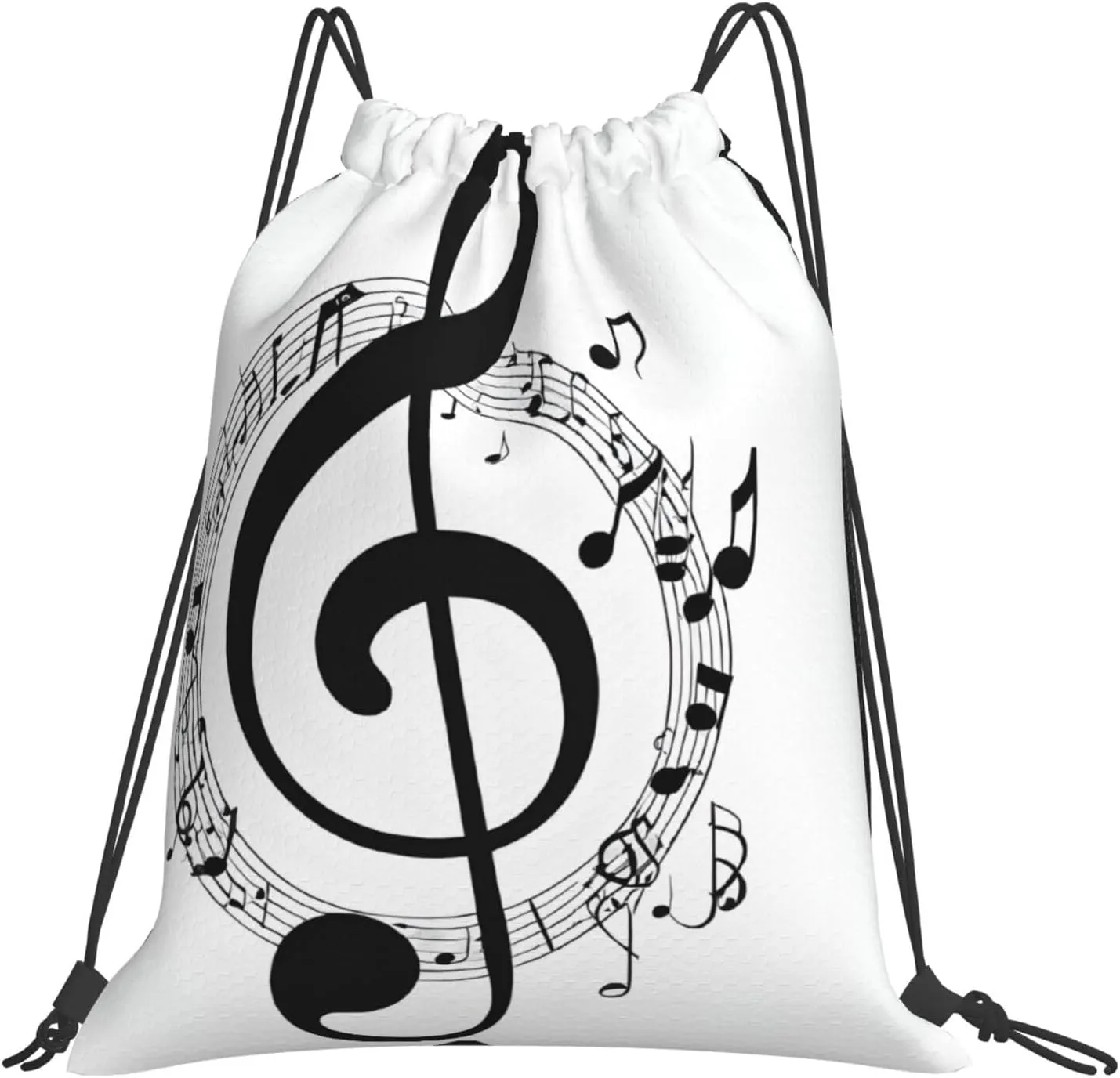 (Music Print) Drawstring Backpack Drawstring Gym Bag Foldable Water Drawstring Bags Draw String Back Bag For Shopping Sport Yoga Travel, Swimming, Beach