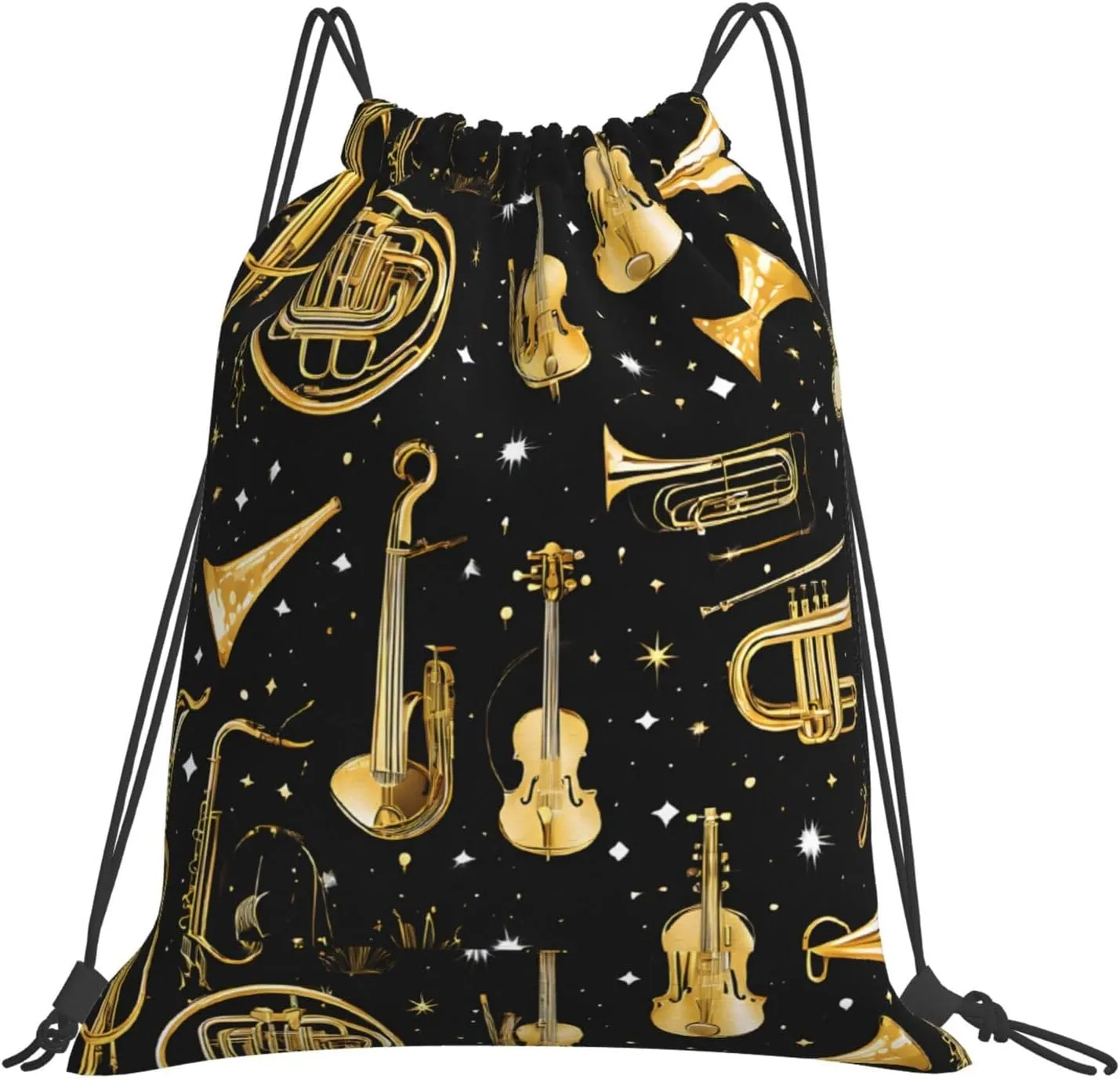 (Musical Instruments) Drawstring Backpack Drawstring Gym Bag Foldable Water Drawstring Bags Draw String Back Bag For Shopping Sport Yoga Travel, Swimming, Beach