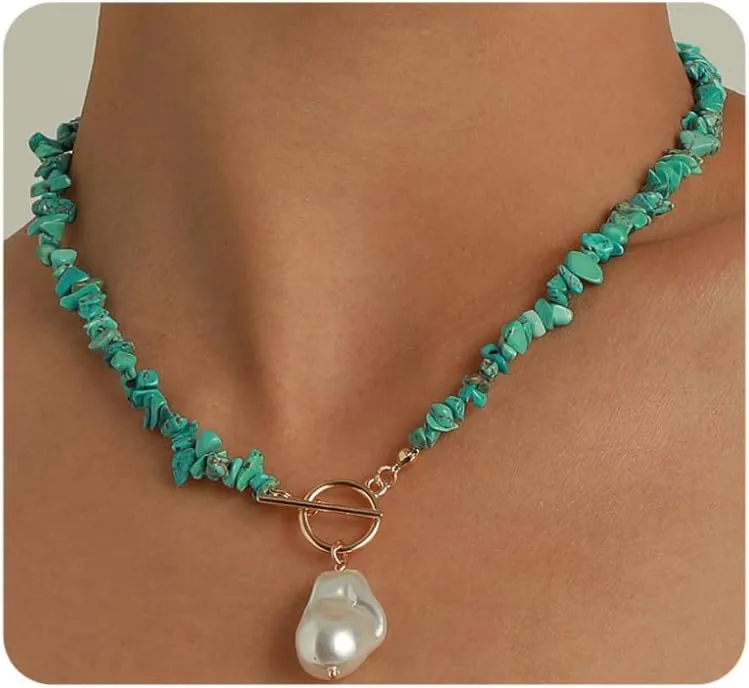 Necklaces for Women Natural Stone Vintage Bohemian Irregular Necklace Pendant Jewelry for Women