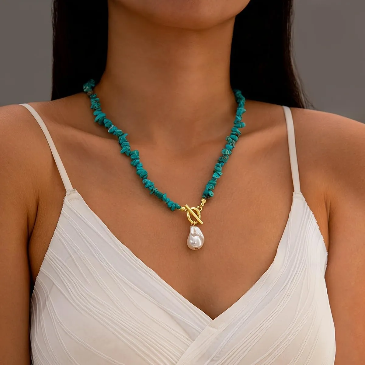 Necklaces for Women Natural Stone Vintage Bohemian Irregular Necklace Pendant Jewelry for Women