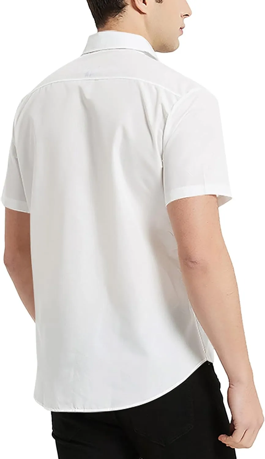 NeedBo Mens Short Sleeve Dress Shirts Slim-Fit Inner Contrast Casual Button Down Shirts
