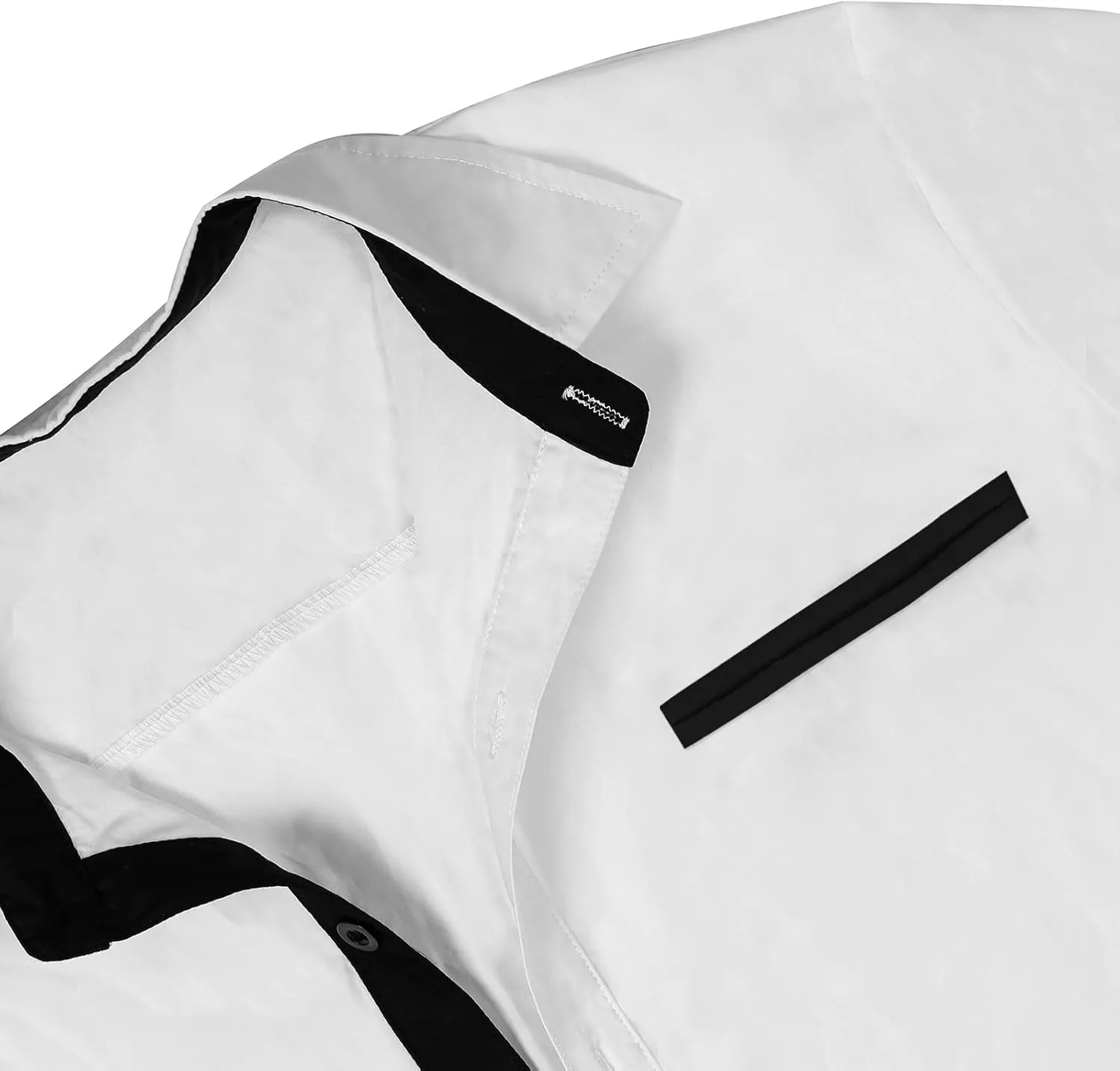 NeedBo Mens Short Sleeve Dress Shirts Slim-Fit Inner Contrast Casual Button Down Shirts