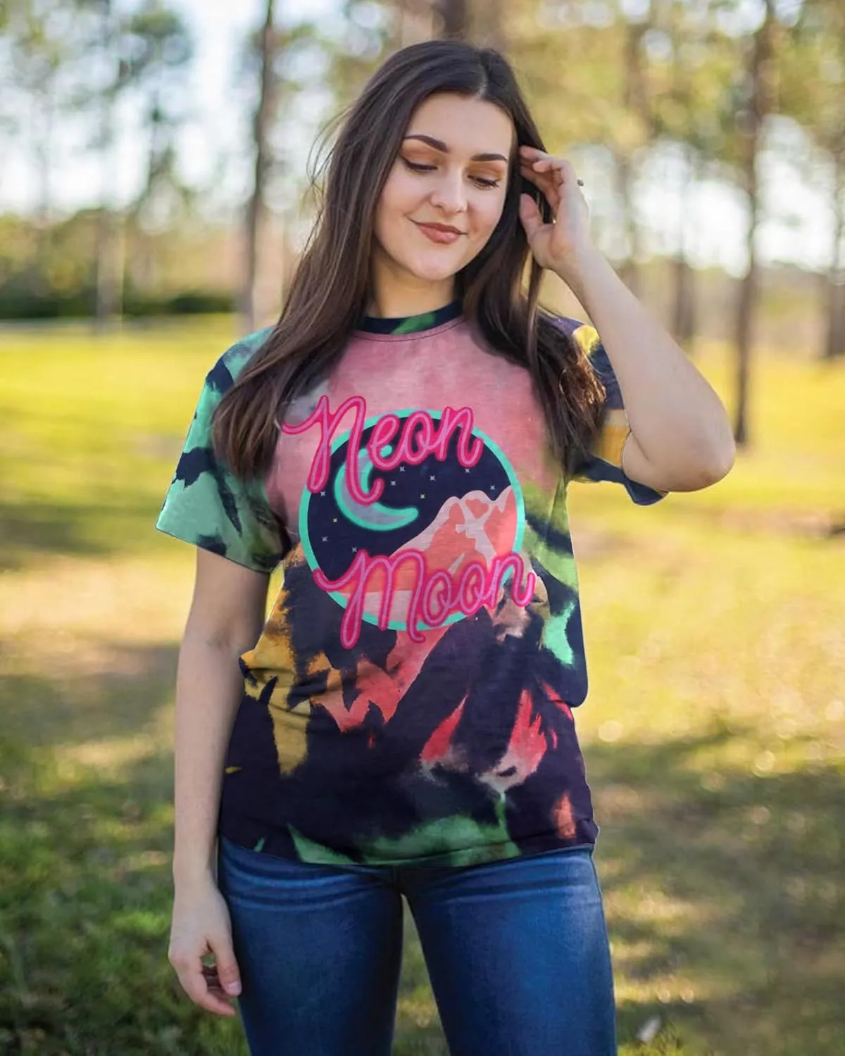Neon Moon Shirt Women Country Music T Shirts Neon Shirts Western Graphic Tees Funny Summer Moon Stars Concert Tops