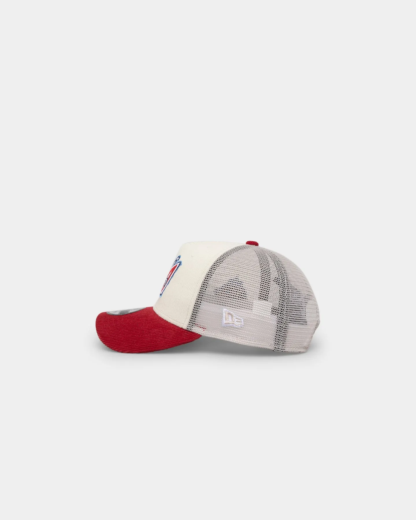 New Era Anaheim Angels '2-Tone Corduroy' 9FORTY A-Frame Trucker Snapback Chrome/Red