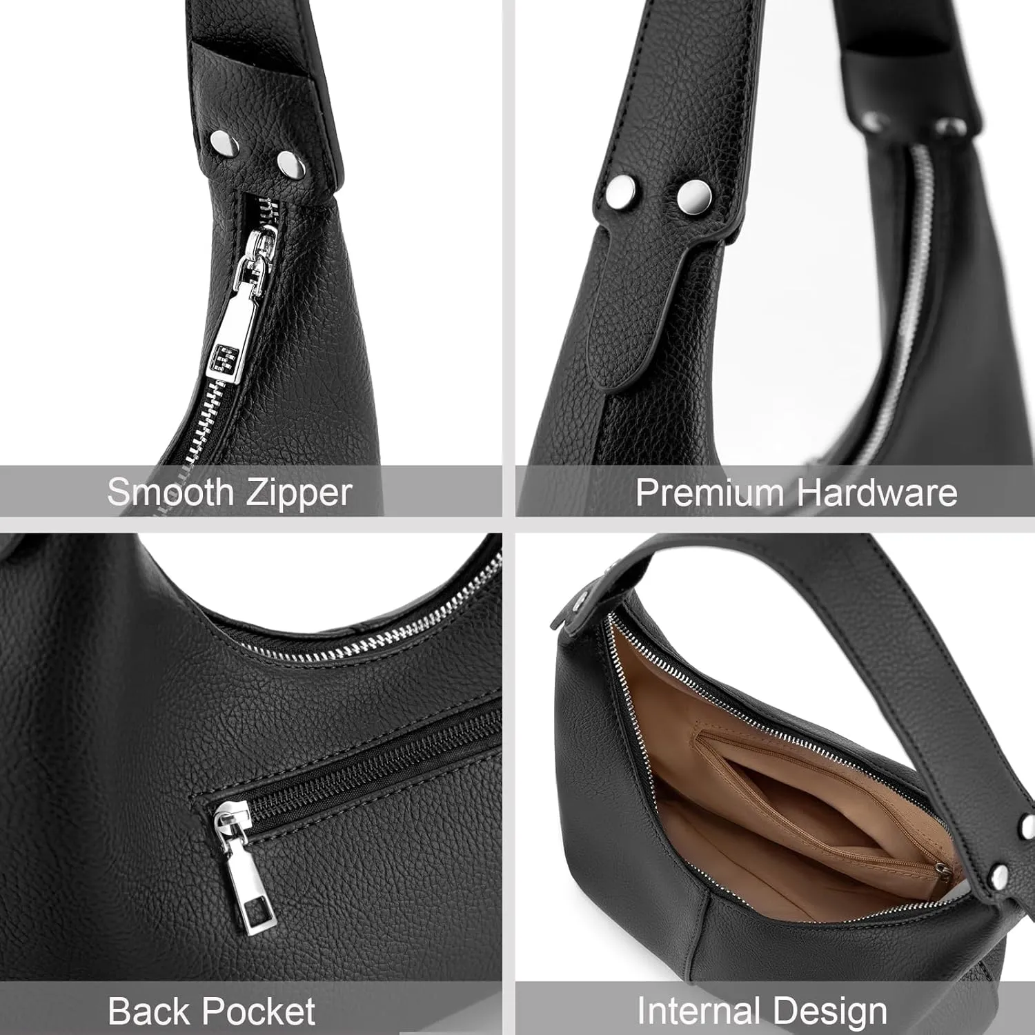 NIUEIMEE ZHOU Crescent Shoulder Bags for Women Vegan Leather Hobo Handbag Slouchy Tote Purses