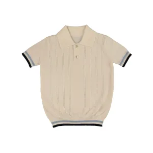 Noma Blue Stripe Detail Textured Polo Knit (NKN758)