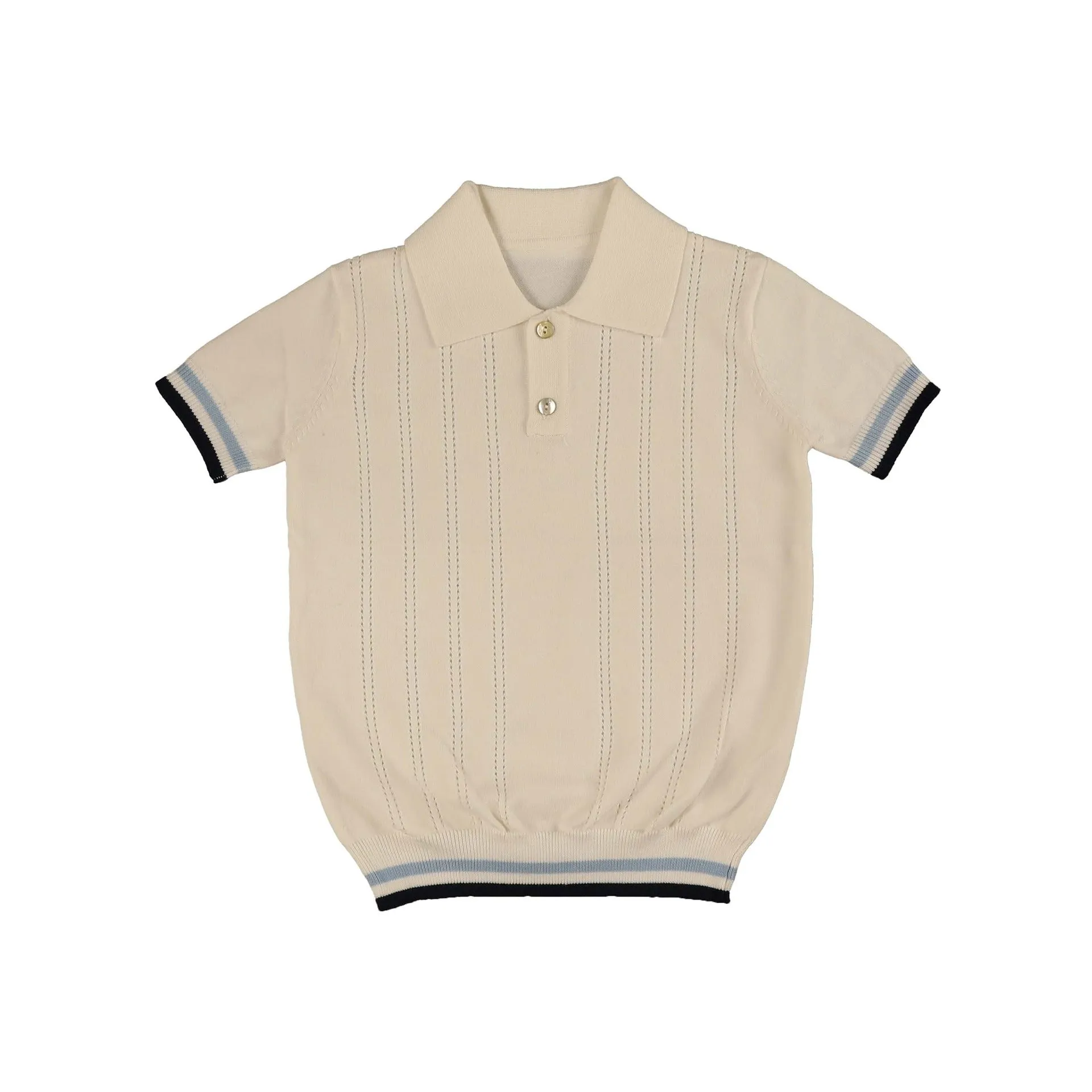 Noma Blue Stripe Detail Textured Polo Knit (NKN758)