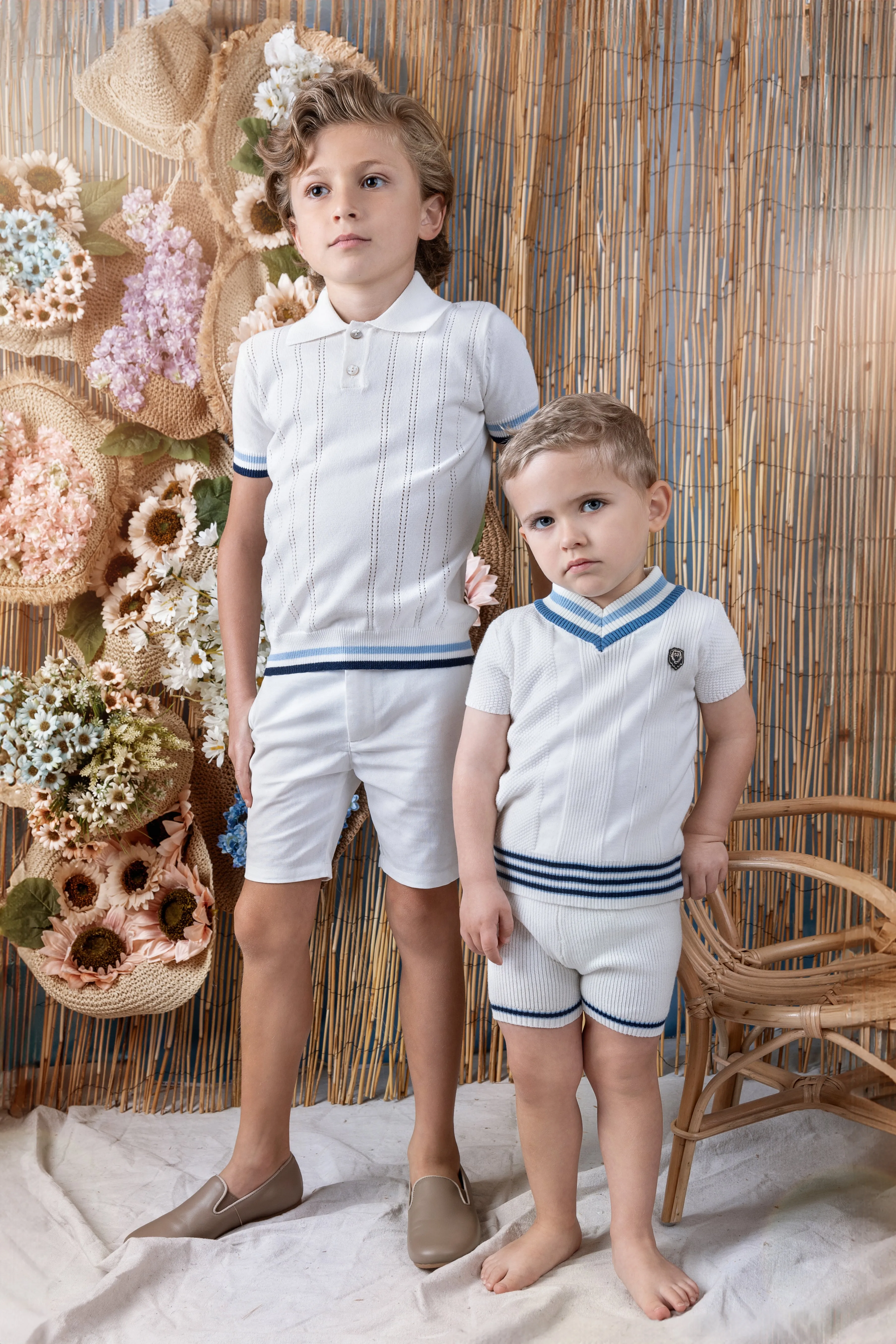 Noma Blue Stripe Detail Textured Polo Knit (NKN758)