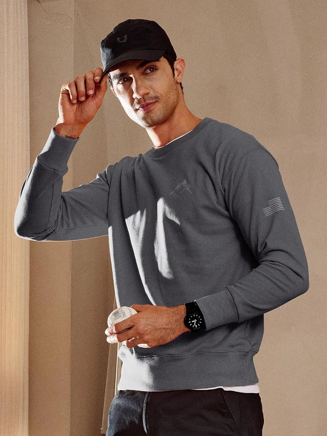 NORTHYARD Men's Crewneck Sweatshirt Long Sleeve Cotton Pullover Moisture Wicking Comfortable Casual Sweatshirts for Men