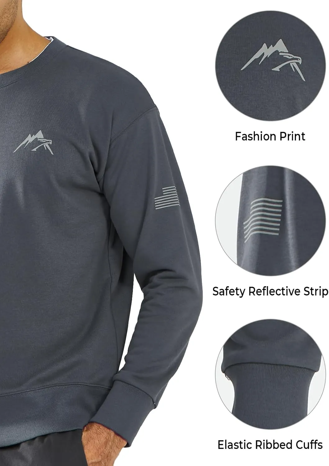 NORTHYARD Men's Crewneck Sweatshirt Long Sleeve Cotton Pullover Moisture Wicking Comfortable Casual Sweatshirts for Men