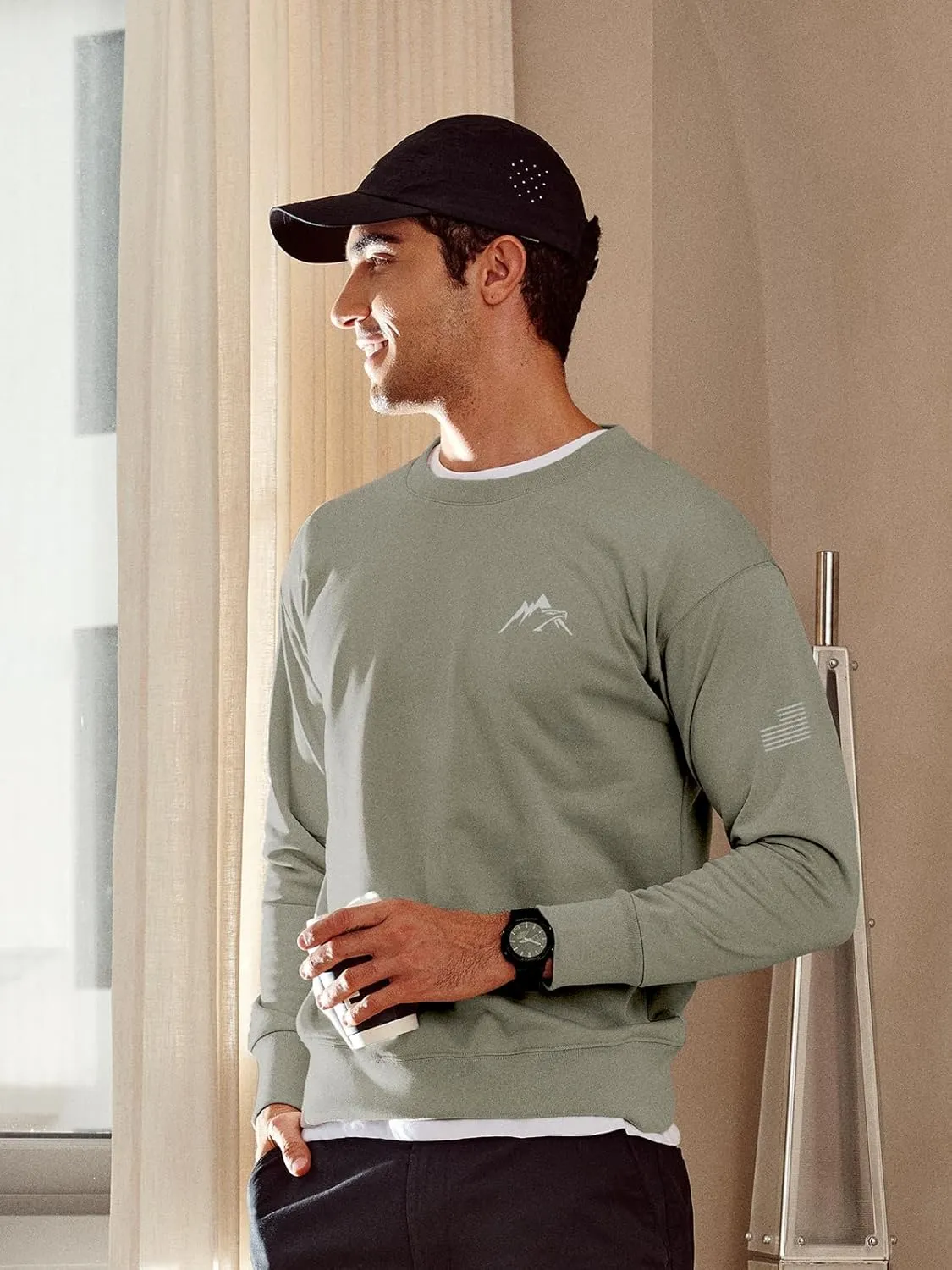 NORTHYARD Men's Crewneck Sweatshirt Long Sleeve Cotton Pullover Moisture Wicking Comfortable Casual Sweatshirts for Men