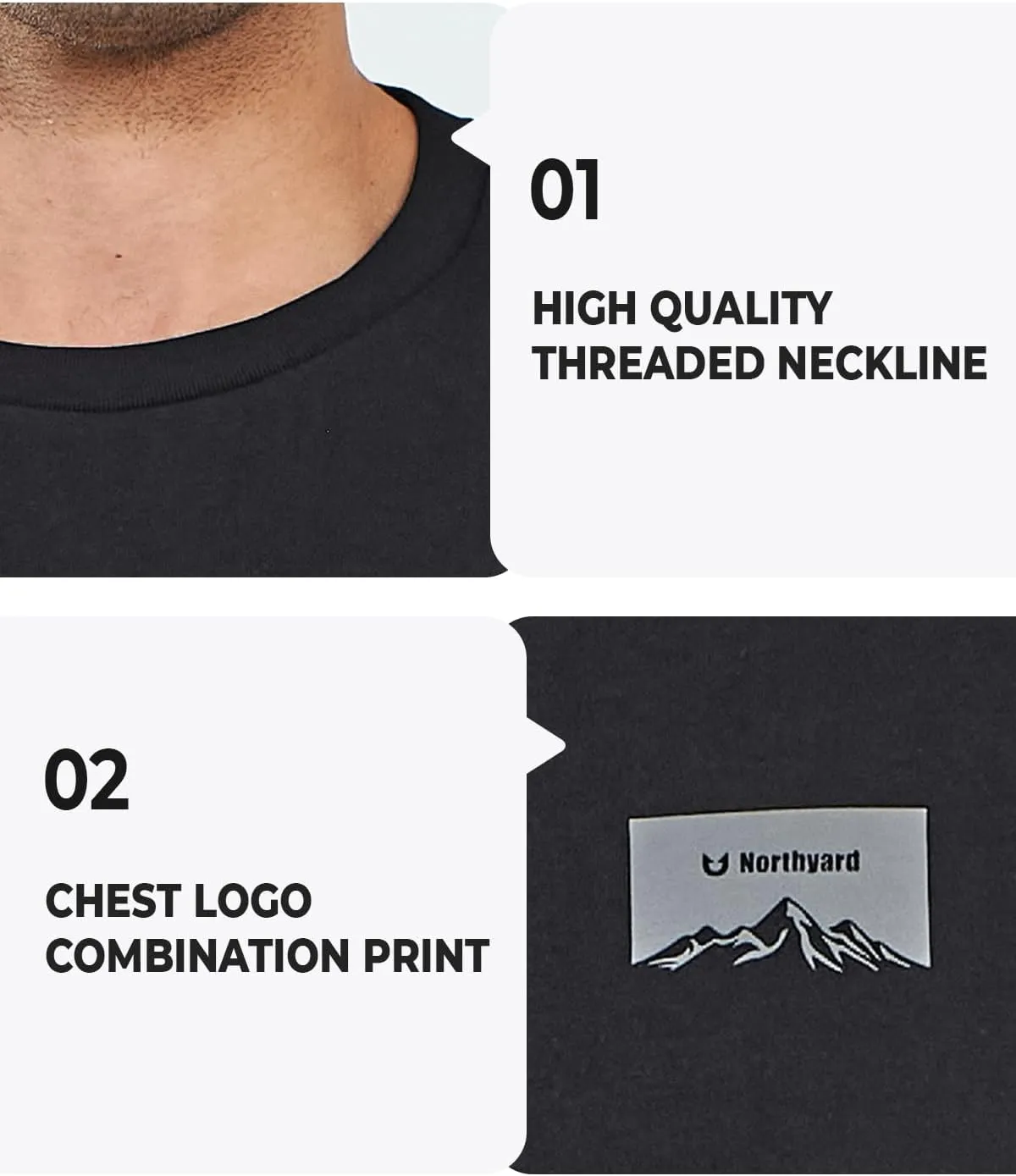 NORTHYARD Men's Heavyweight Cotton T-Shirts Crewneck Short Sleeve Fashion Casual Shirts for Men