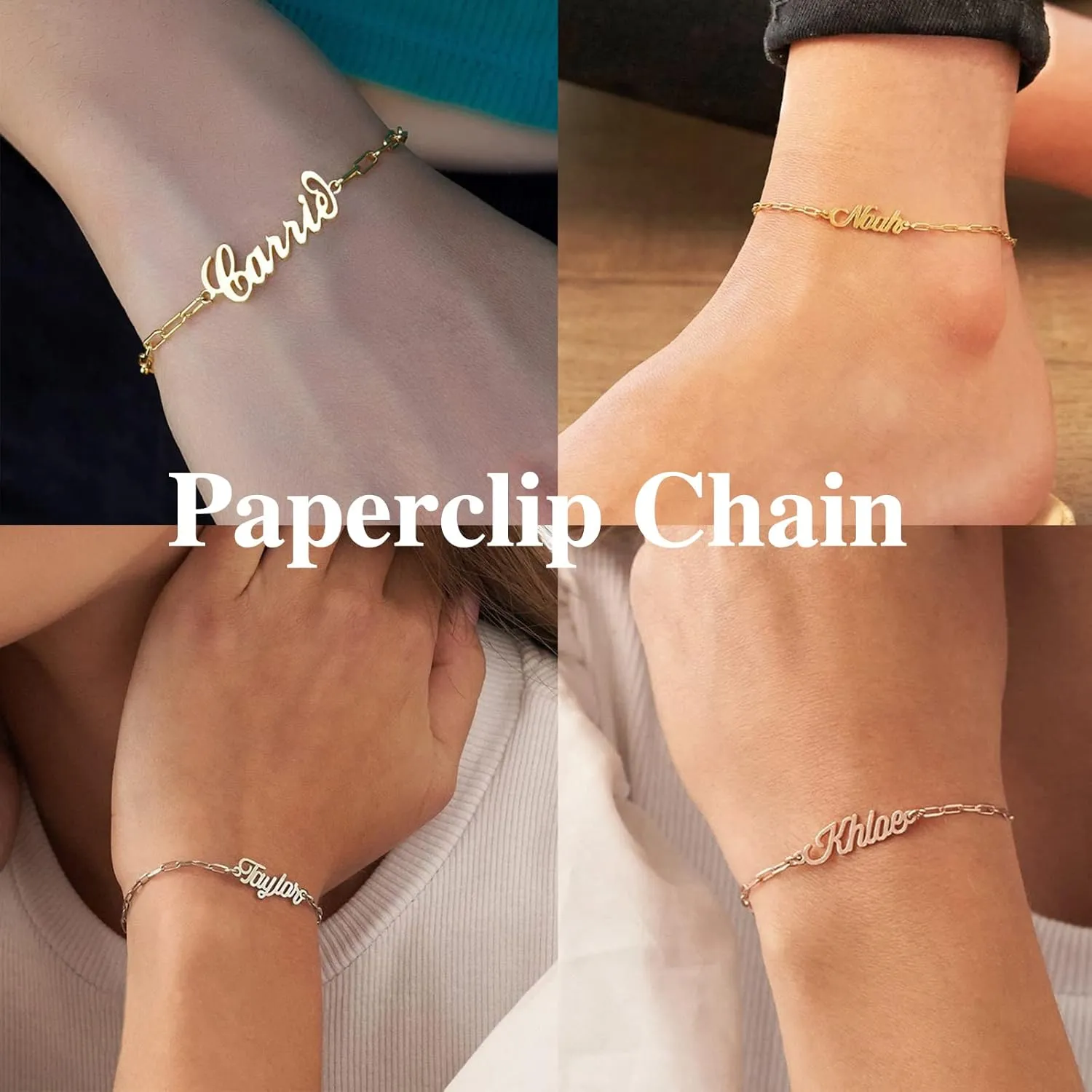 Novgarden Personalized Ankle Bracelets for Women, Sterling Silver Women Beaded Name Anklets with Cuban Chain Link Custom Bracelets Summer Beach Jewelry for Teen Girls