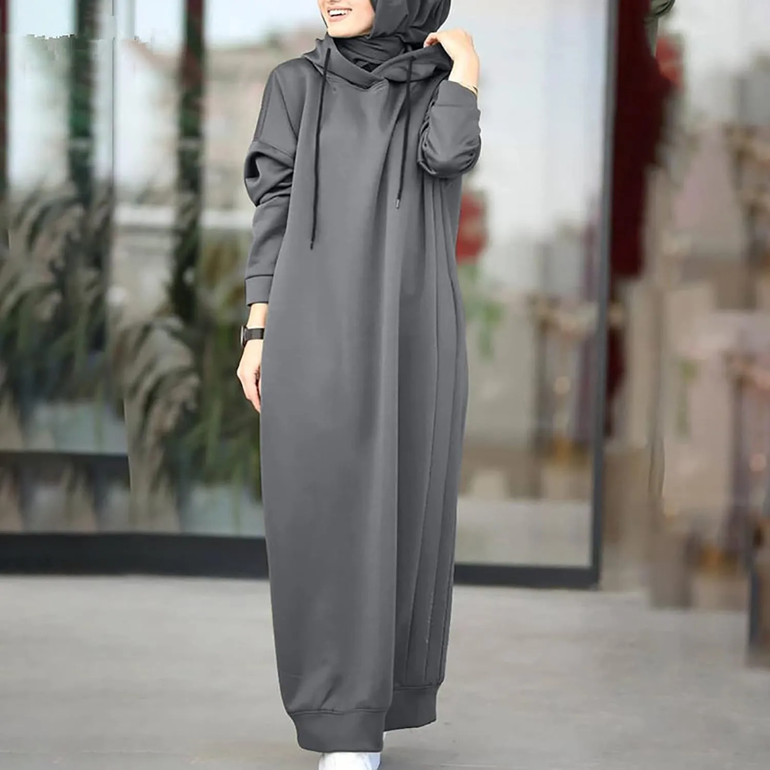 NREALY Long Sleeve Muslim Robe Womens Full Body Tops Oversized Sweatshirt Trendy Hoodies for Teen Girls