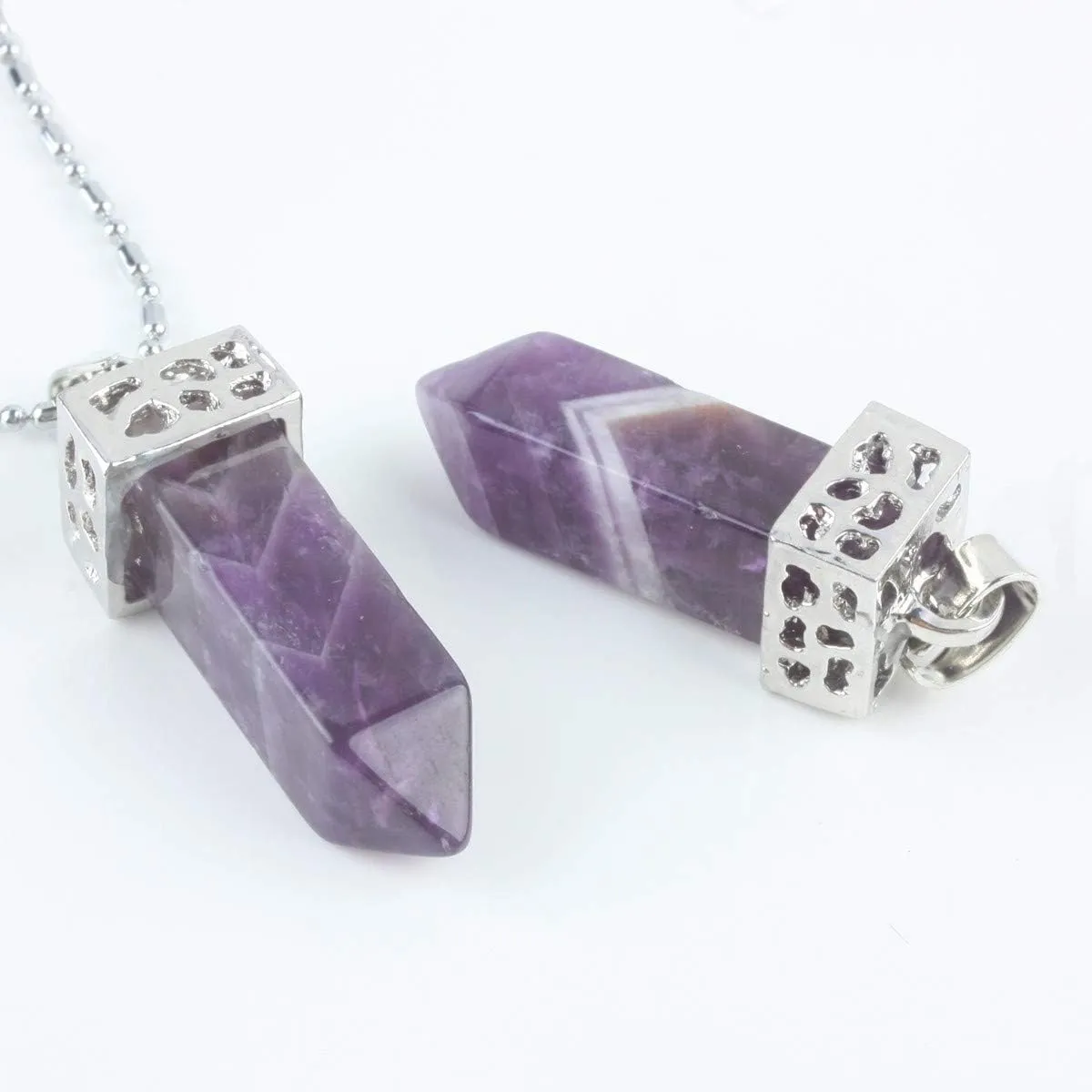 Nupuyai Healing Crystal Hexagonal Pointed Reiki Pendant Antique Stone Necklaces for Women Unisex 19"