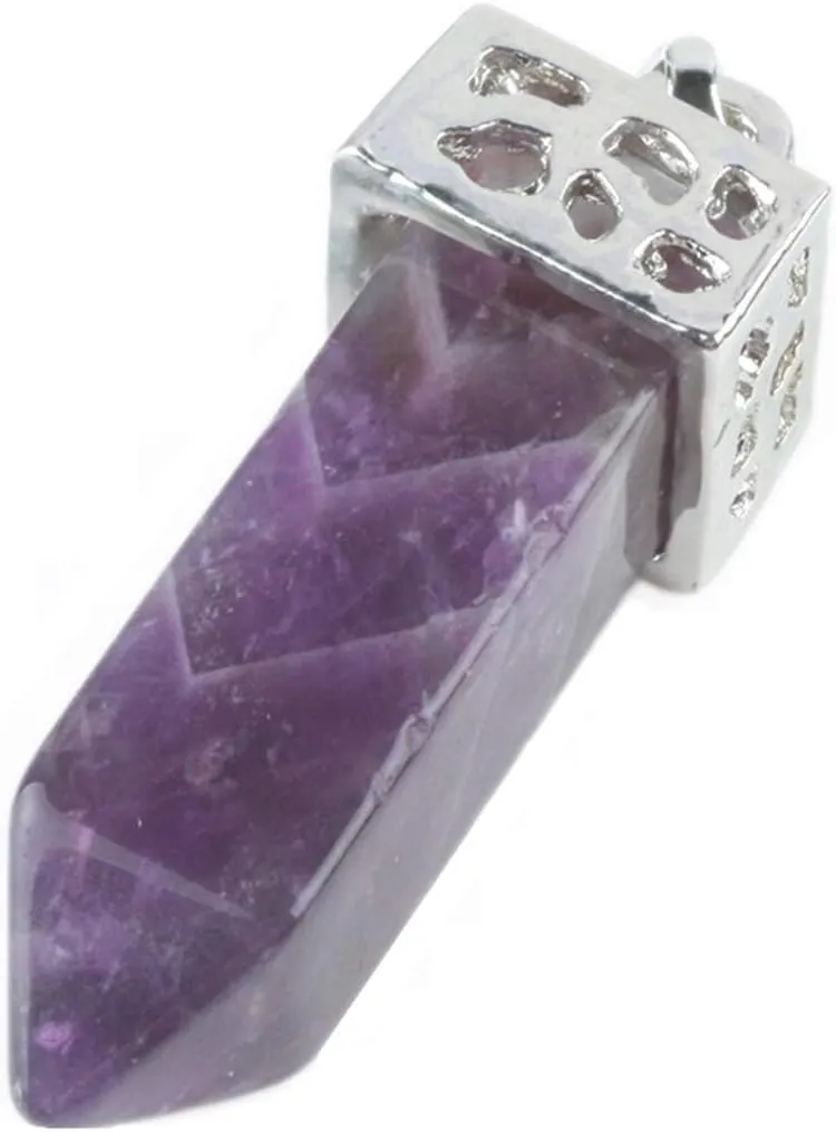 Nupuyai Healing Crystal Hexagonal Pointed Reiki Pendant Antique Stone Necklaces for Women Unisex 19"