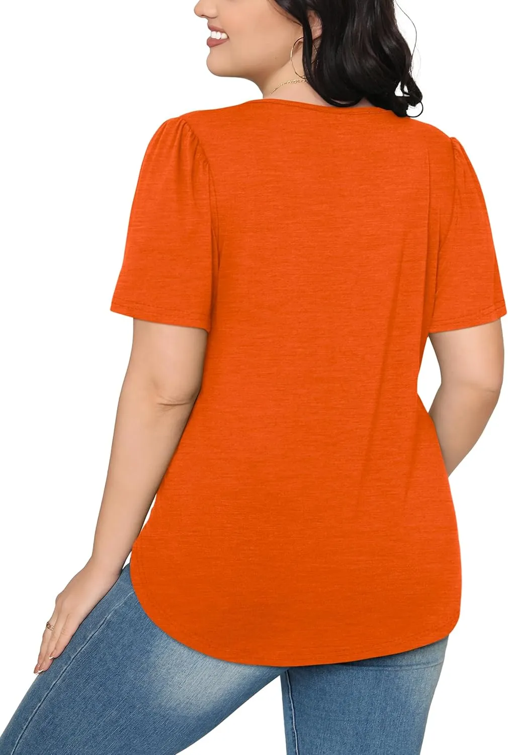 OFEEFAN Womens T Shirts Short Sleeve Pleated Dressy Casual Scooped Neck Summer Tops Blouses